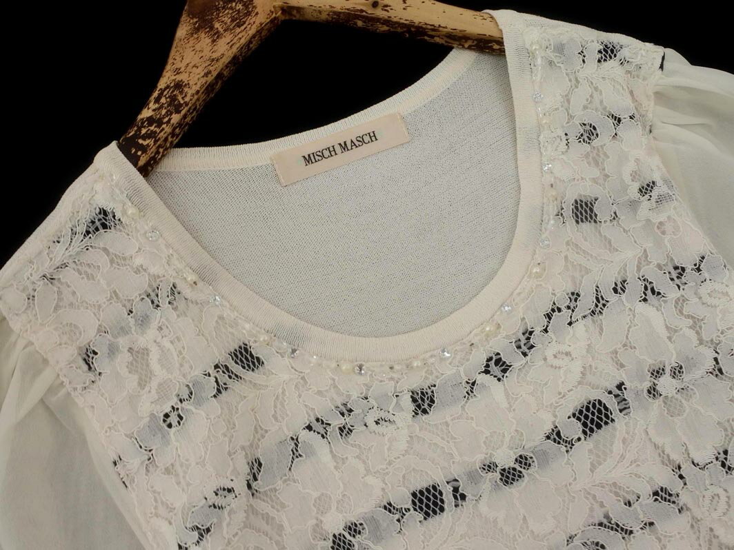 ネコポスOK MISCH MASCH ミッシュマッシュ レース ニット sizeM/オフホワイト ■◆ ☆ ffc3 レディース【USED】【中古】【古着】【ブランド古着買取・販売ABJ】