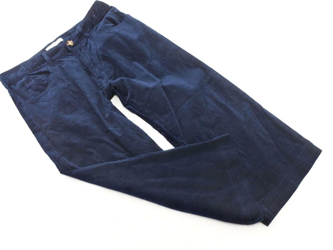 BEAMS HEART ビームスハート ベロア ワイド クロップド パンツ size1/青 ◇■ ☆ fjd0 レディース【USED】【中古】【古着】【ブランド古着買取・販売ABJ】