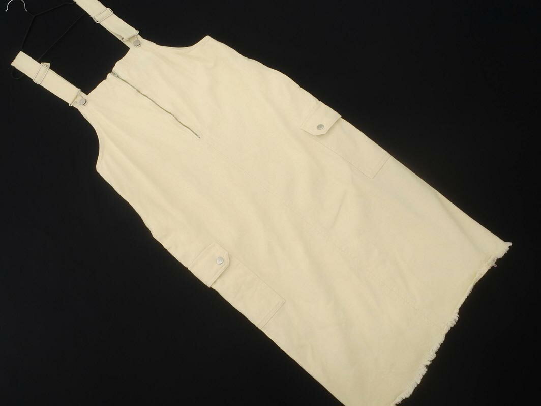 HOLIDAY ホリデー ハーフジップ カットオフ デニム ジャンパー スカート sizeF/ベージュ ■■ ☆ ffb1 レディース【USED】【中古】【古着】【ブランド古着買取・販売ABJ】