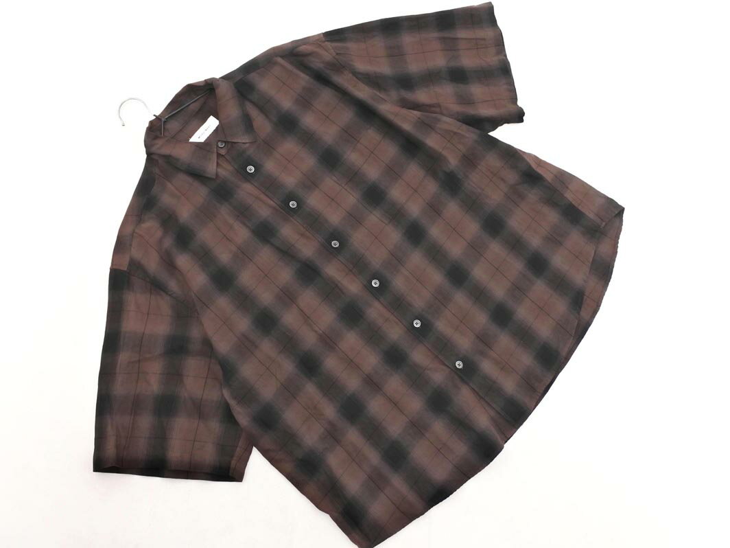 MONO-MART モノマート チェック 半袖 シャツ sizeM/茶 ■◆ ☆ fgb0 メンズ【USED】【中古】【古着】【ブランド古着買取・販売ABJ】