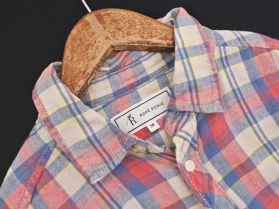 Rope Picnic ロペピクニック 綿麻 チェック シャツ size38/ベージュx赤x青 ■◇ ☆ geb1 レディース【USED】【中古】【古着】【ブランド古着買取・販売ABJ】 furugi-abj-11165225 ブランド古着ならABJ サンプル画像2