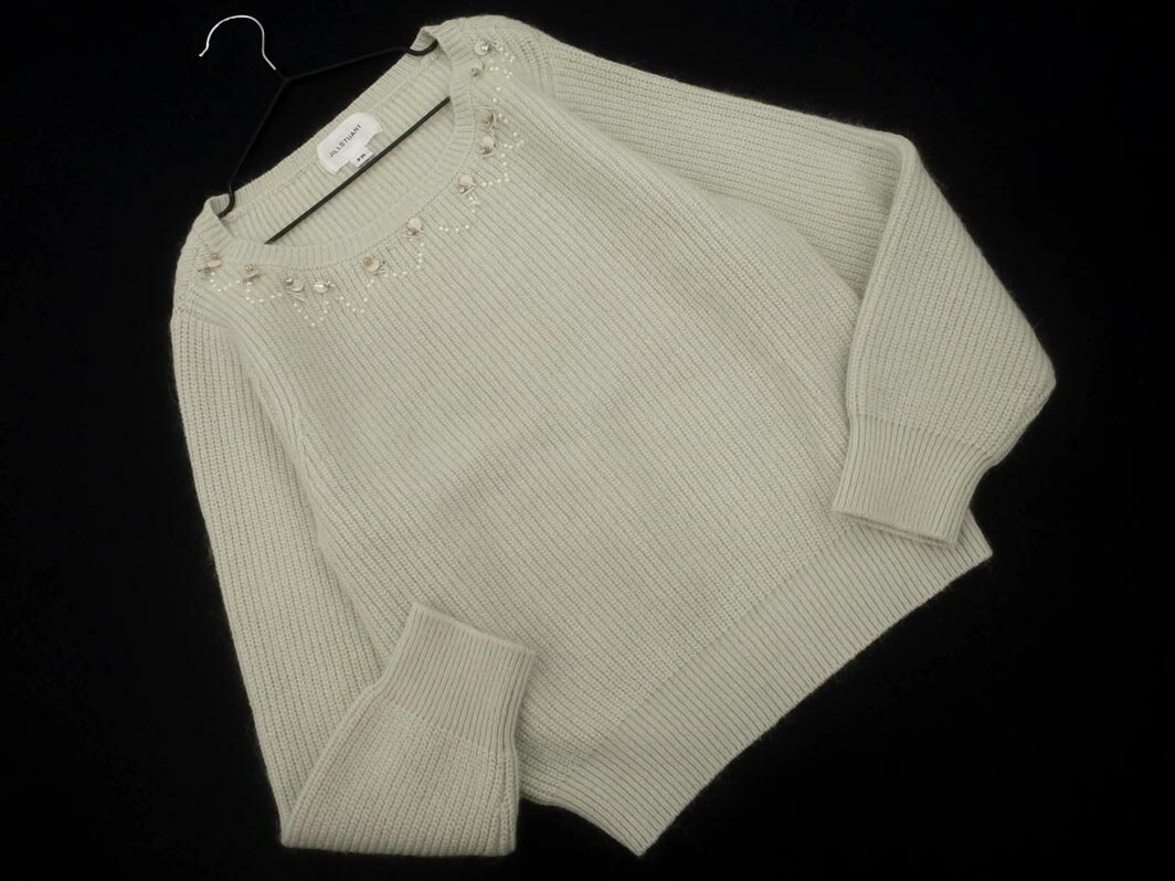 JILLSTUART ジルスチュアート ウール混 ビーズ ニット セーター sizeFR/ライトグレー ◇■ ☆ fka6 レディ..