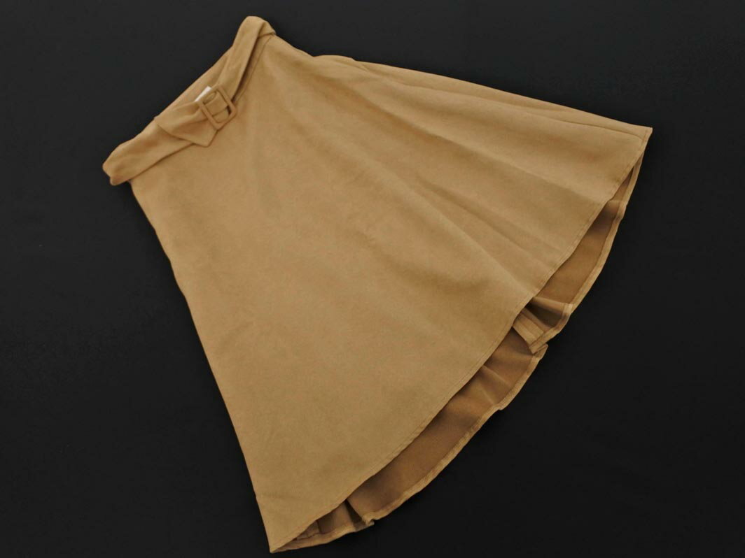 PROPORTION プロポーション ボディドレッシング スウェード調 ベルト付き フレア スカート size1/ベージュ ◇■ ☆ fka6 レディース【USED】【中古】【古着】【ブランド古着買取・販売ABJ】