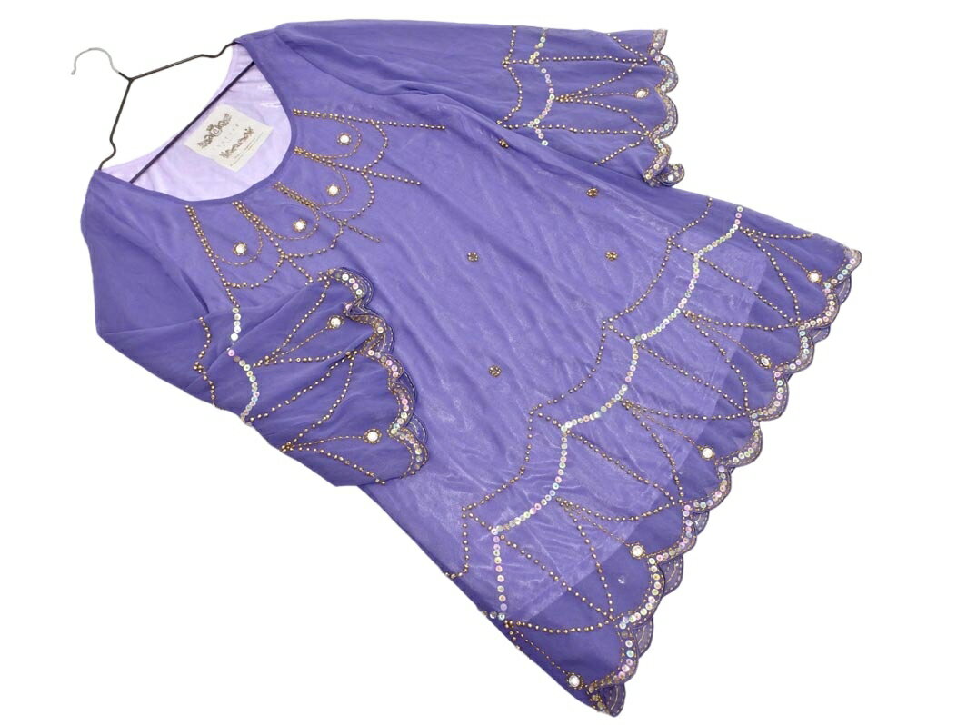 couture BY ROJITA クチュールバイロジー シフォン ビジュー スパンコール チュニック ワンピース 紫 ■◇ ☆ gec6 レディース【USED】【中古】【古着】【ブランド古着買取・販売ABJ】