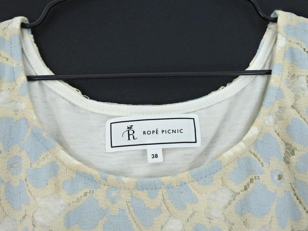 Rope Picnic ロペピクニック レース カットソー size38/ベージュx水色 ■◆ ☆ ggb7 レディース【USED】【中古】【古着】【ブランド古着買取・販売ABJ】 furugi-abj-11203122 ブランド古着ならABJ サンプル画像2