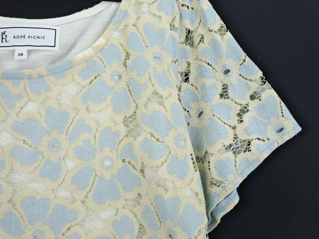 Rope Picnic ロペピクニック レース カットソー size38/ベージュx水色 ■◆ ☆ ggb7 レディース【USED】【中古】【古着】【ブランド古着買取・販売ABJ】 furugi-abj-11203122 ブランド古着ならABJ サンプル画像3