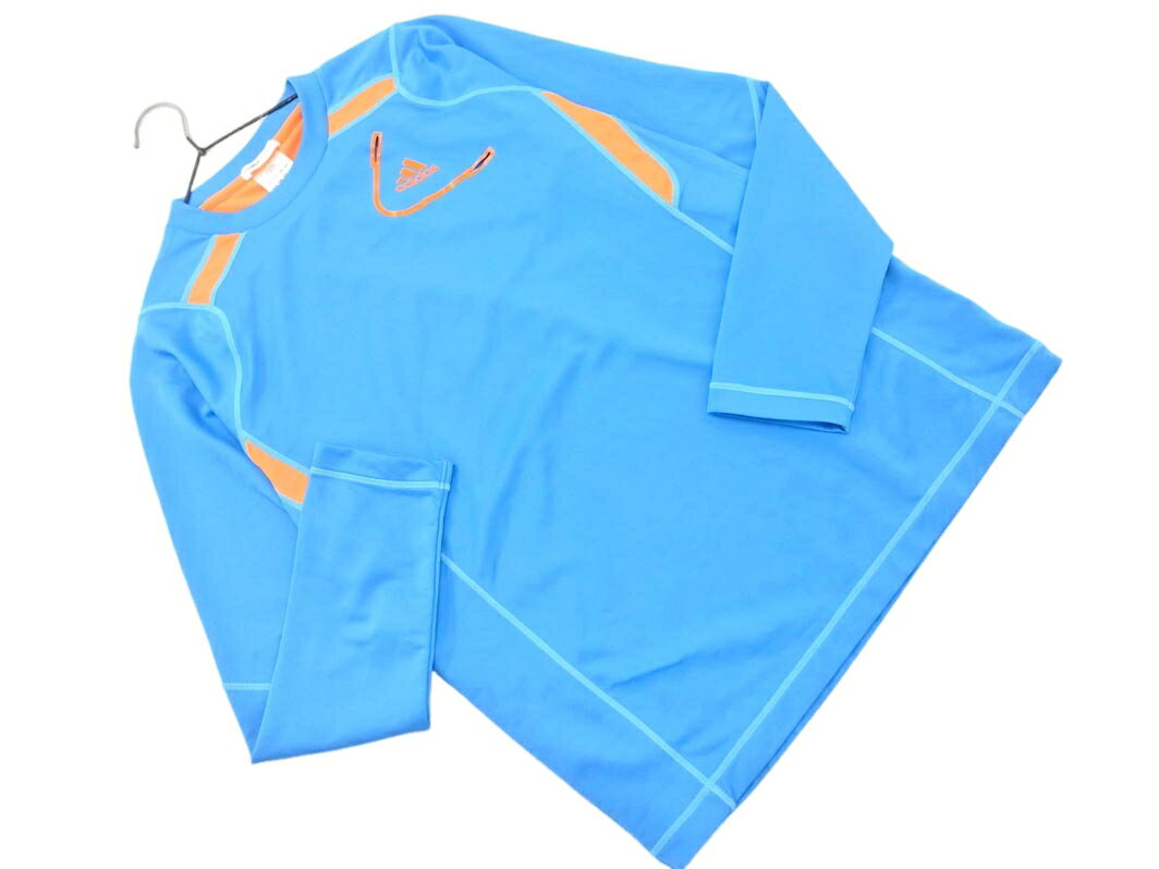 adidas アディダス ロゴ トレーニングウェア カットソー sizeS/水色xオレンジ ■■ ☆ fhc5 メンズ【USED】【中古】【古着】【ブランド古着買取・販売ABJ】
