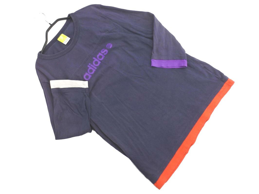 adidas アディダス NEO 7分袖 カットソー sizeL/紺 ■◇ ☆ fgd0 メンズ【USED】【中古】【古着】【ブランド古着買取・販売ABJ】