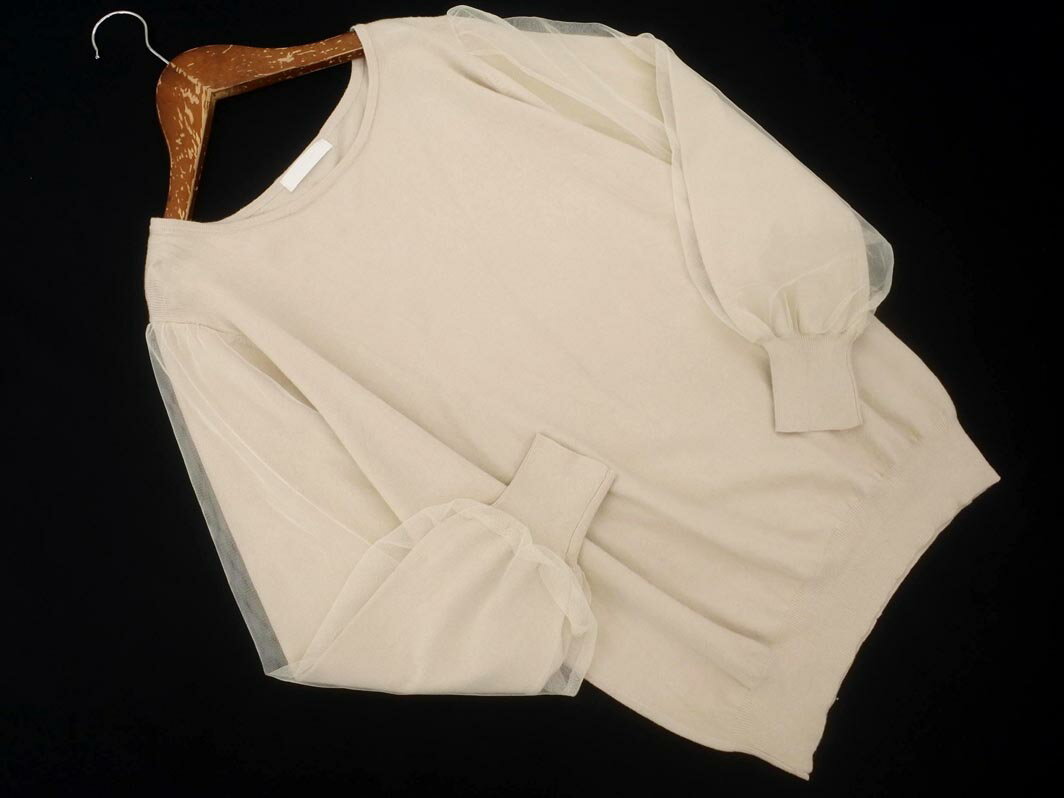 DRESKIP ドレスキップ チュール ボリュームスリーブ ニット セーター sizeM/ライトベージュ ■◇ ☆ fea7 レディース【USED】【中古】【古着】【ブランド古着買取・販売ABJ】