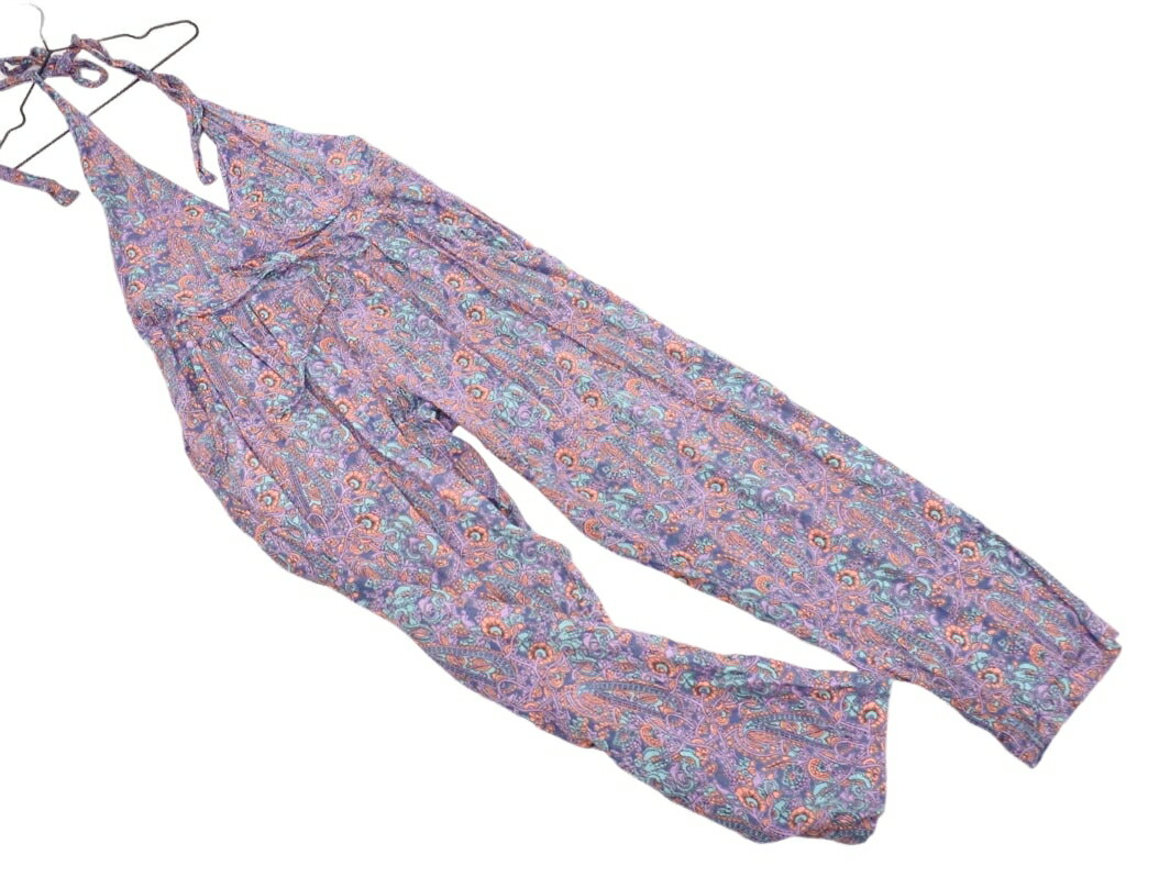 ADAM ET ROPE' アダムエロペ 花柄 ホルター サロペット オーバーオール size38/紫 ■◆ ☆ ffa6 レディース【USED】【中古】【古着】【ブランド古着買取・販売ABJ】
