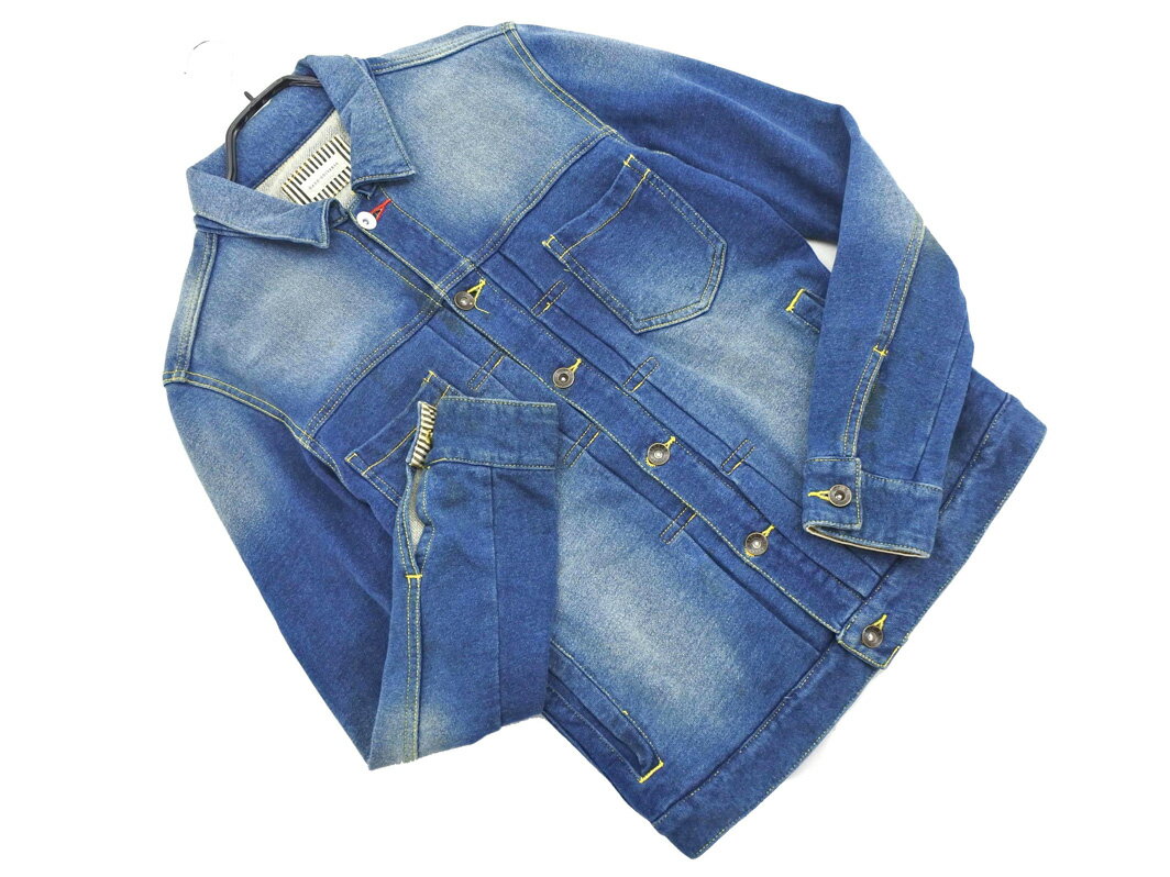 nano universe ナノユニバース スウェット Gジャン デニム ジャケット sizeM/濃紺 ◇■ ☆ fja3 メンズ【USED】【中古】【古着】【ブランド古着買取・販売ABJ】