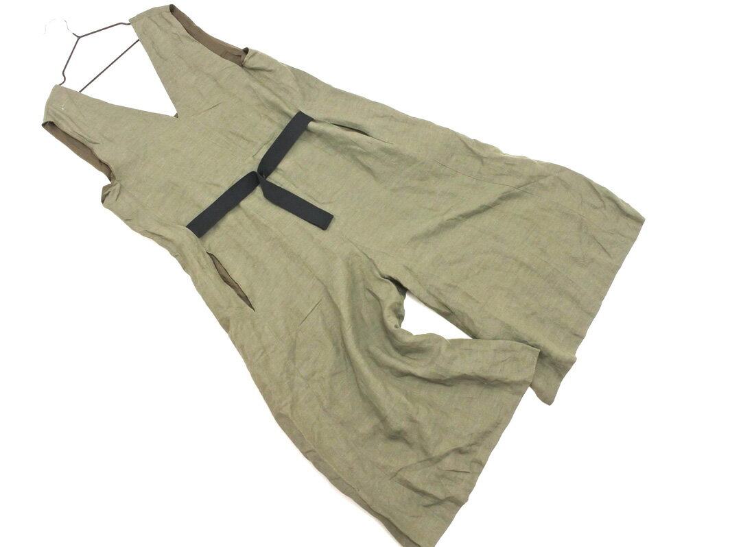 ADAM ET ROPE' アダムエロペ ASSEMBLAGE リネン混 サロペット オーバーオール size38/カーキ ■◆ ☆ ekb1 レディース【USED】【中古】【古着】【ブランド古着買取・販売ABJ】