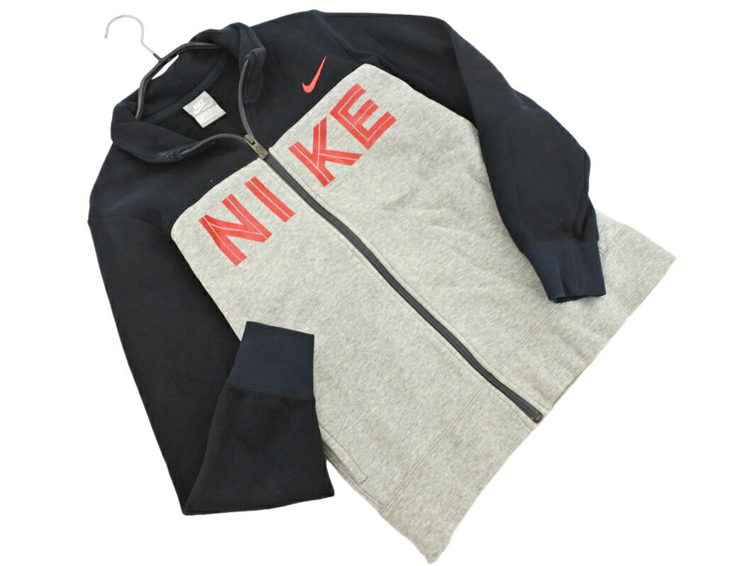 NIKE ナイキ 裏起毛 ロゴ プリント スウェット スタンドカラー ジャケット sizeM(145cmくらい)/黒xグレー ◇■ ☆ fhc9 【USED】【...