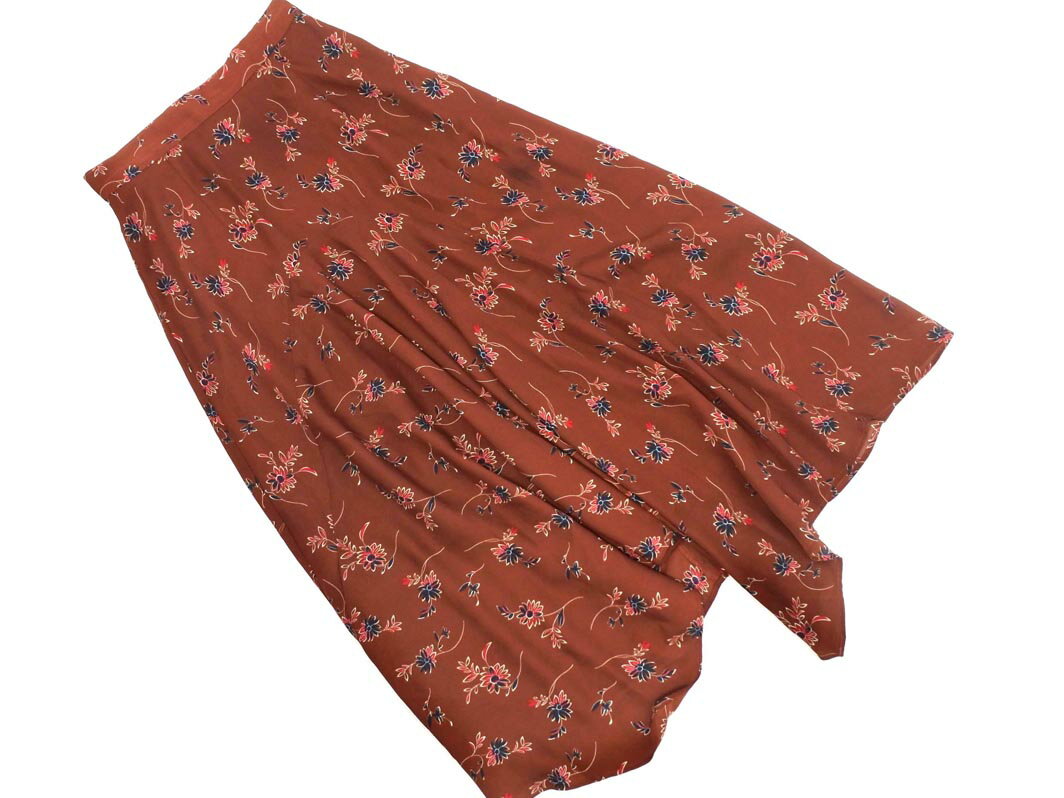 ネコポスOK MOUSSY マウジー 花柄 ロング スカート size1/茶 ■◇ ☆ fdb7 レディース【USED】【中古】【古着】【ブランド古着買取・販売ABJ】