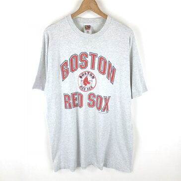 【古着】 BOSTON RED SOX ボストンレッドソックス ロゴプリントTシャツ グレー系 メンズXL以上 【中古】 n002381