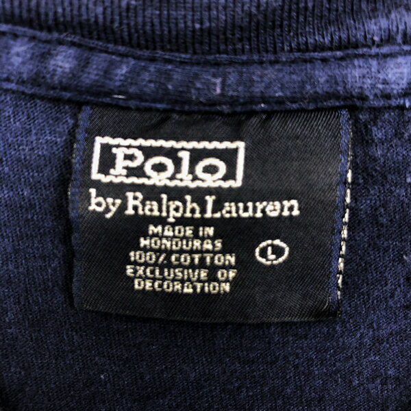 【古着】 RALPH LAUREN ラルフローレン ワンポイントTシャツ ネイビー系 メンズL 【中古】 n003665