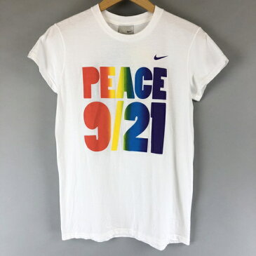 【古着】 NIKE ナイキ プリントTシャツ　PEACE 9/21 バックプリント ホワイト系 レディースL n004756