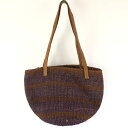 【古着】 かごバッグ ハンドメイド 総柄 パープル系 【中古】 n004872