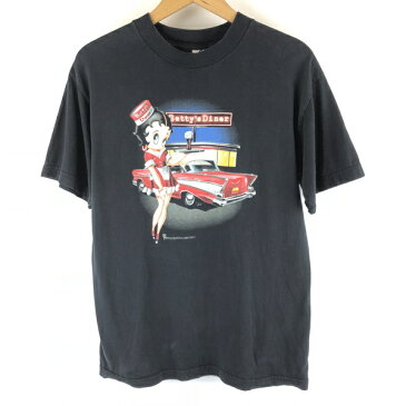 【古着】 Betty Boop ベティーブープ キャラクターTシャツ ブラック系 メンズM 【中古】 n005391