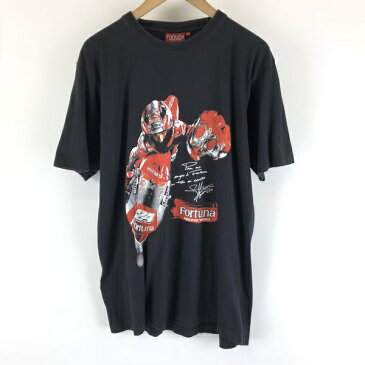 【古着】 motoGP プリントTシャツ FORTUNA フォルトゥナ ホンダ バックプリント ブラック系 メンズXL 【中古】 n006902