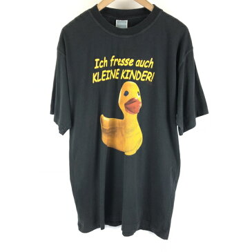 【古着】 RUBBER DUCK キャラクタープリントTシャツ　おふろのアヒルちゃん ブラック系 メンズXL 【中古】 n006907