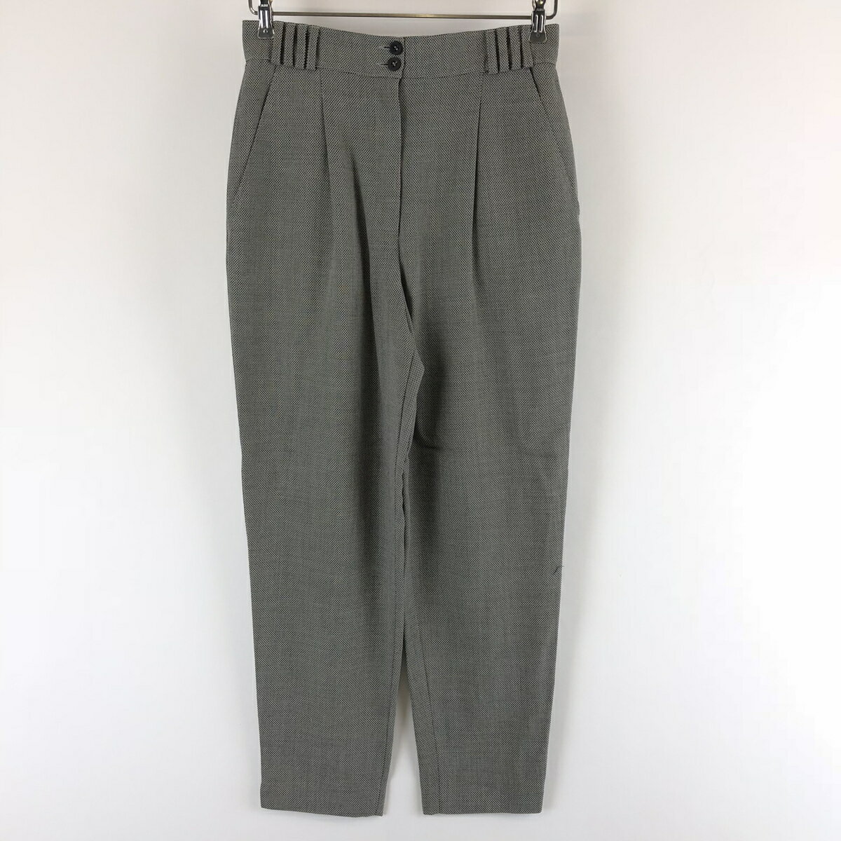 【古着】 タックパンツ 織り柄 80年代 グレー系 レディースW28 【中古】 n007696