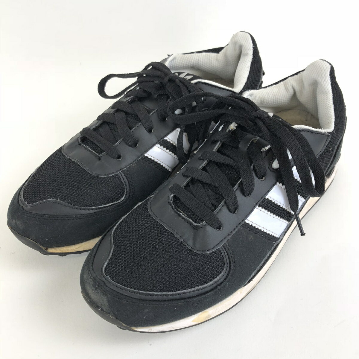 【古着】 アディダス スポーツスニーカー　L.A TRAINER 　エナメルライン ブラック系 メンズ26.5cm n008013 1