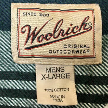 【古着】 WOOLRICH ウールリッチ ヘビーフランネルシャツ　クレリック チェック柄 ボタンダウン グリーン系 メンズXL n010393