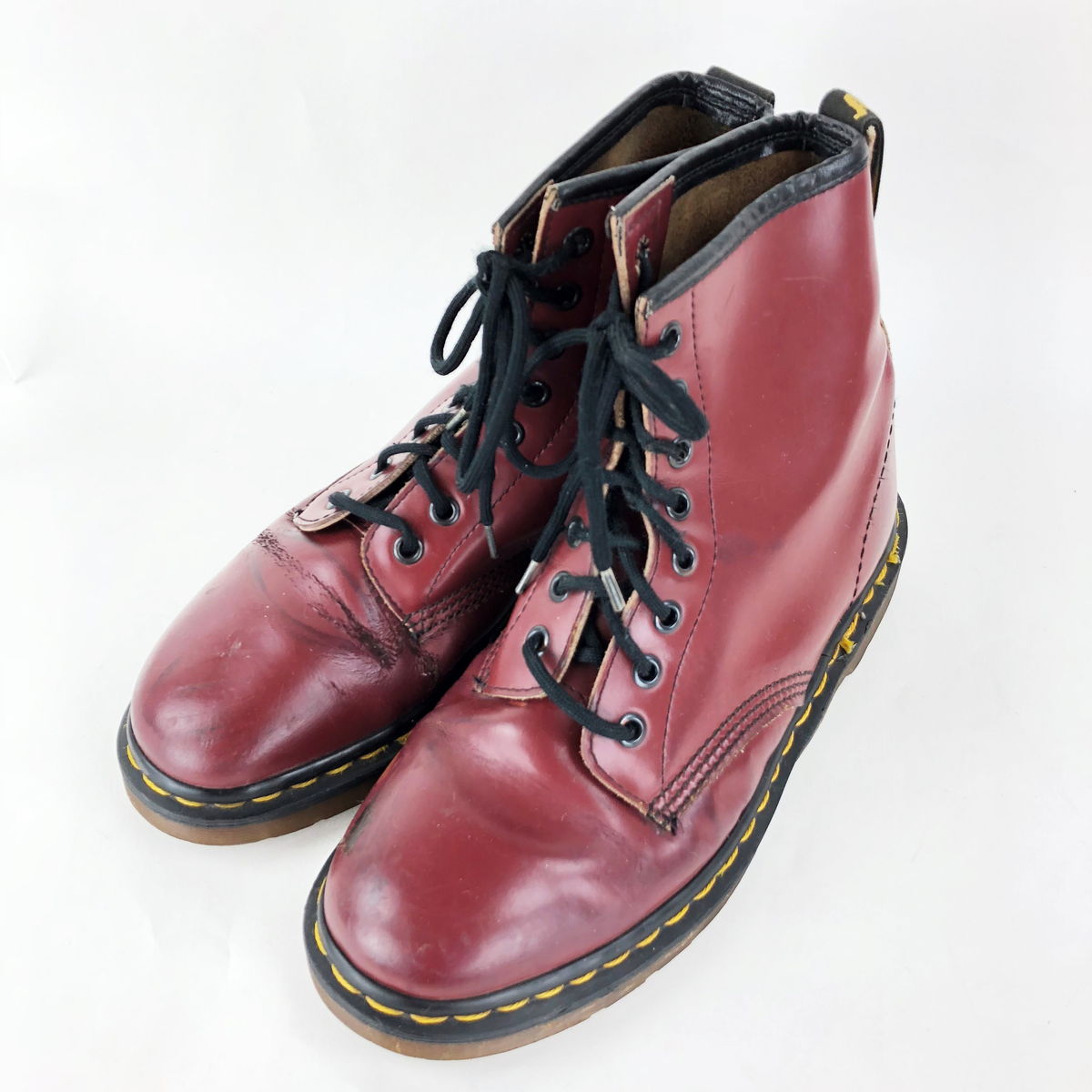 【古着】 Dr.Martens ドクターマーチン レースアップブーツ 8ホール ワイン系 レディース25.0cm 【中古】 n010517