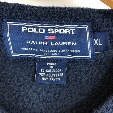 【古着】 RALPH LAUREN ラルフローレン フリーストップス 無地 Vネック ワンポイント刺繍 ネイビー系 メンズXL n010697