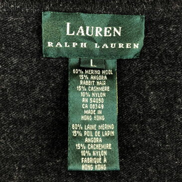【古着】 RALPH LAUREN ラルフローレン 無地セーター アンゴラ混 タートルネック グレー系 レディースL n011633
