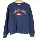 【古着】 ヘビースウェット プリント LIFEGUARD ネイビー系 メンズM 【中古】 n011791