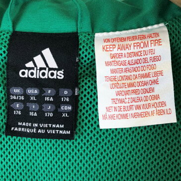 【古着】 adidas アディダス ナイロンジャケット メッシュ裏地 切替えデザイン ワンポイント刺繍 グリーン系 メンズXL n012166