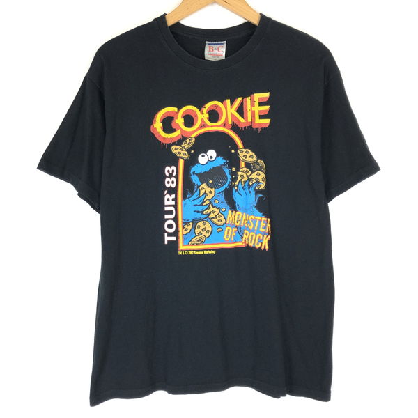 【古着】 - キャラクターTシャツ　セサミストリート　クッキーモンスター ブラック系 メンズM 【中古】 n013050