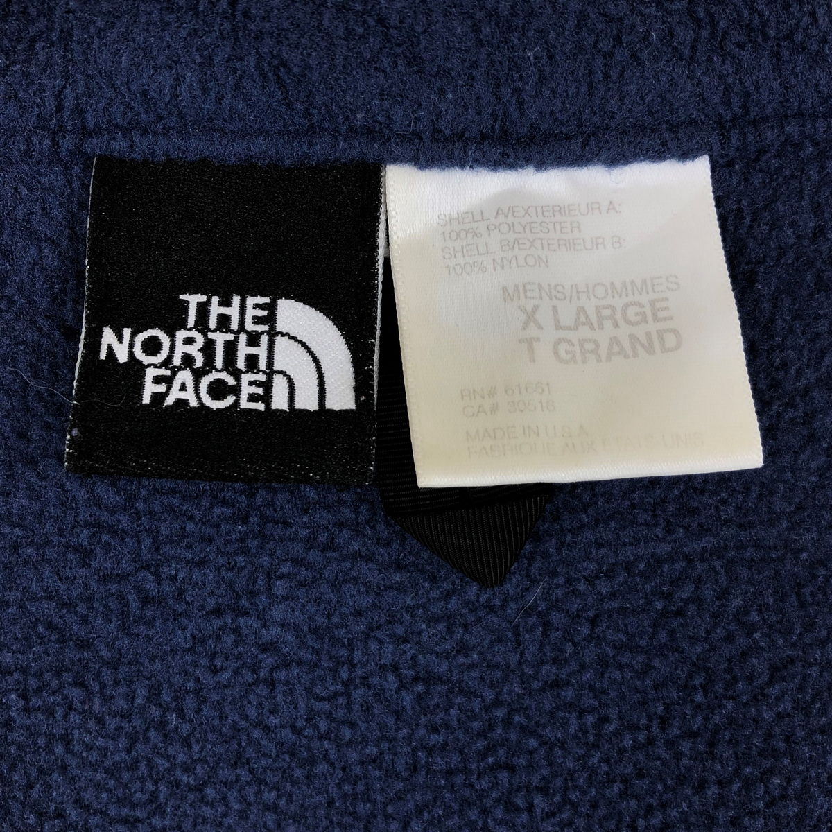 【古着】 THE NORTH FACE ノースフェイス フリースジャケット 薄手 インナー系 無地 ネイビー系 メンズXL n013147