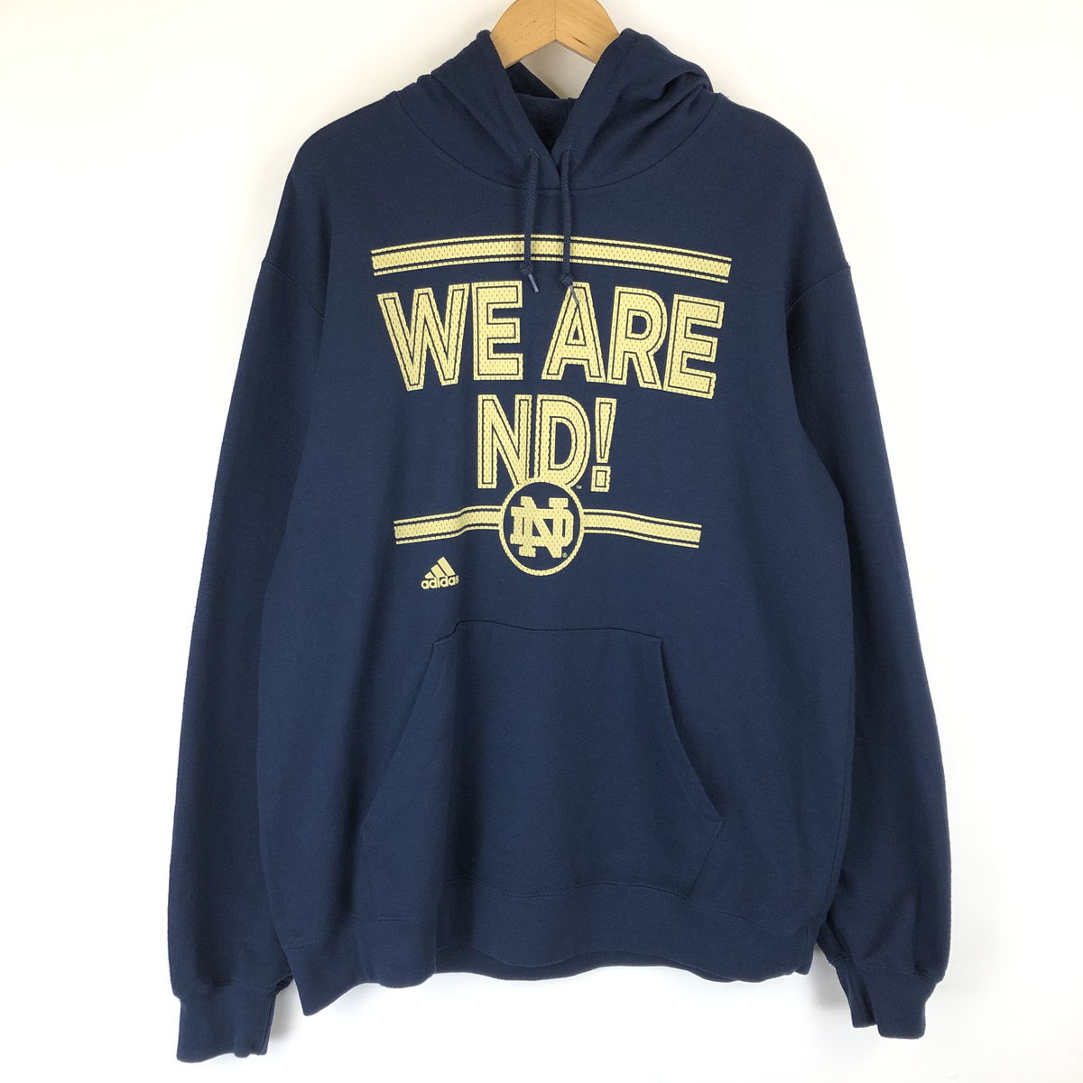 【古着】 adidas アディダス カレッジプリントパーカー WE ARE ND ネイビー系 メンズXL 【中古】 n014134