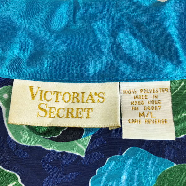 【古着】 VICTORIA'S SECRET ガウン　ナイトガウン　貝　総柄 ネイビー系 レディースL 【中古】 n015660