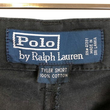 【古着】 RALPH LAUREN ラルフローレン チノショートパンツ　ツータック ブラック系 メンズW33 【中古】 n016640