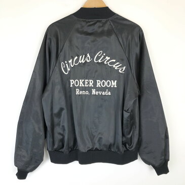 BLACK SHEEP ナイロンスタジャン ワッペン付き CIRCUS CIRCUS ラスベガス ヴィンテージ ブラック系 メンズL
