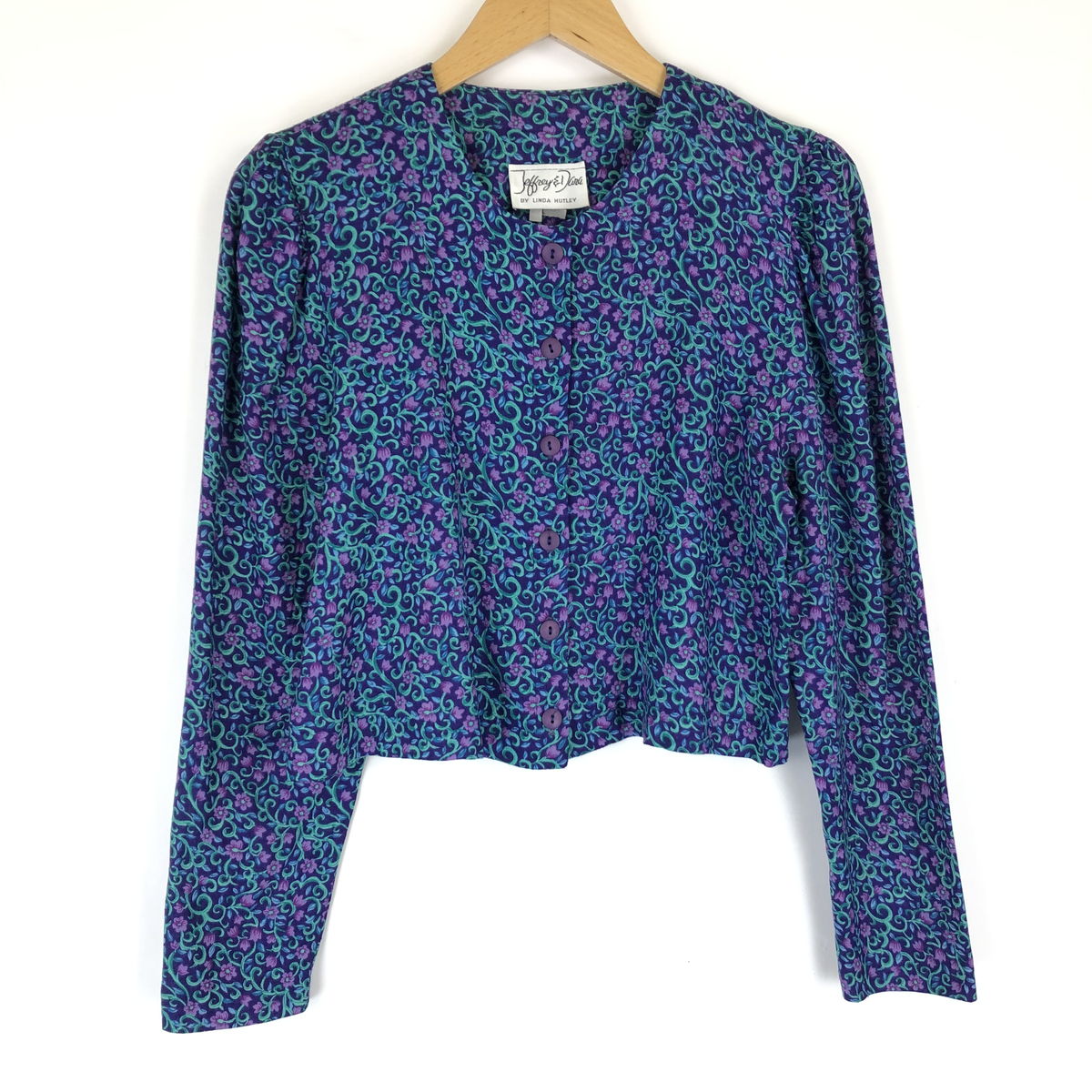 Jeffrey&Dara レディースジャケット made in USA 小花 ボタニカル柄 ヴィンテージ パープル系 レディースM