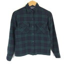 PENDLETON ペンドルトン ウールシャツ ブラックワッチ チェック柄 70-80年代 ネイビー系 レディースXS以下