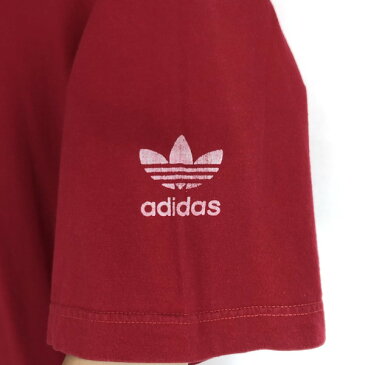 【古着】 adidas アディダス ワンポイントTシャツ ギリシャ製 袖プリント 80-90年代 レッド系 メンズM 【中古】 n018326