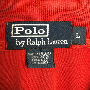 【古着】 RALPH LAUREN ラルフローレン 無地ポロシャツ　スムース素材　ワンポイント刺繍 長袖 レッド系 メンズL n018481