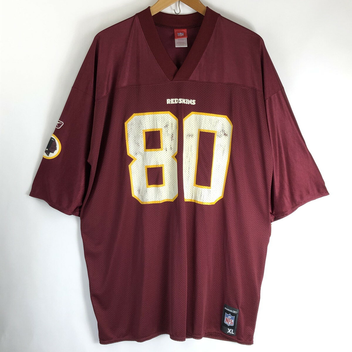 【古着】 Reebok リーボック アメフトジャージ ゲームシャツ Washington Redskins ワイン系 メンズXL n019338