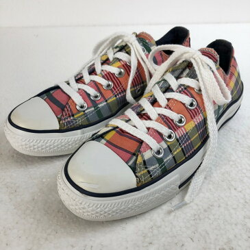 【古着】 CONVERSE コンバース キャンバススニーカー　オールスター　チェック柄 ピンク系 レディース24.0cm n020369