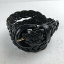 【古着】 レザーメッシュベルト レディースベルト ブラック系 レディースS 【中古】 n021041