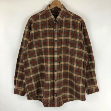 WOOLRICH ウールリッチ ライトフランネルシャツ　ボタンダウン　チェック柄 ブラウン系 メンズL