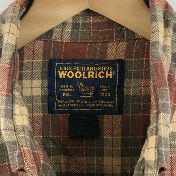 WOOLRICH ウールリッチ ライトフランネルシャツ　ボタンダウン　チェック柄 ブラウン系 メンズL