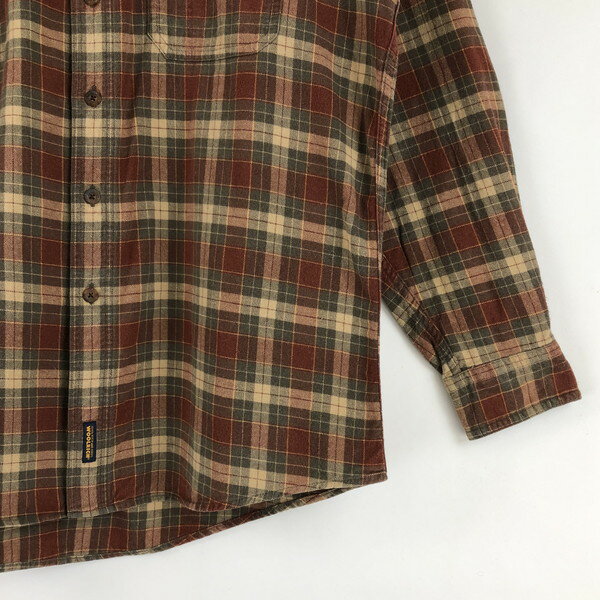 WOOLRICH ウールリッチ ライトフランネルシャツ　ボタンダウン　チェック柄 ブラウン系 メンズL