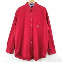 【古着】 TOMMY HILFIGER トミー・ヒルフィガー 無地シャツ ボタンダウン 長袖 レッド系 メンズXL 【中古】 n023908